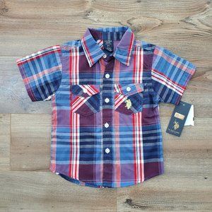U.S. POLO Plaid Button Down Toddler Shirt